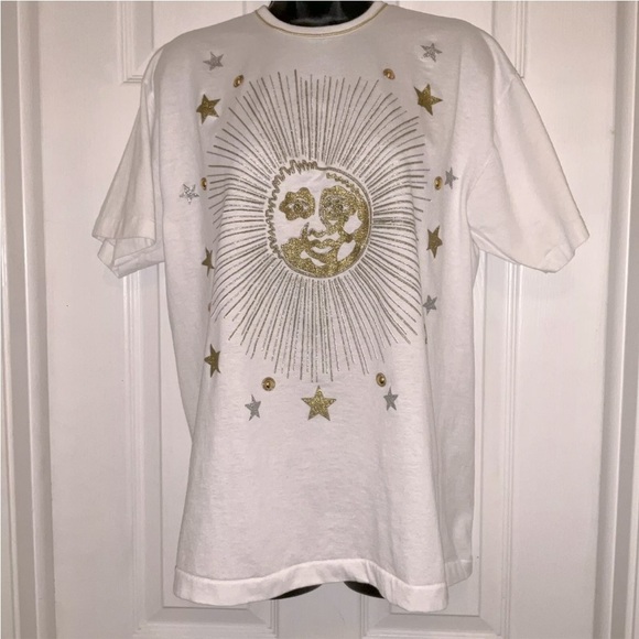 India Ink Tops - India Ink Hand painted Women’s Shirt Moon & Stars OS